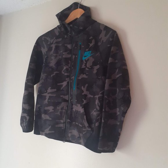 Nike hoodie zip up Track jacket Camo/tiffany blue swoosh S - Picture 2 of 4